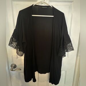 Do Everything in Love Black Lace Trim Cardigan